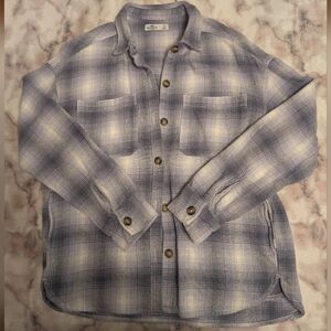 Hollister Gray and Cream Thick Plaid Button-Down Shirt